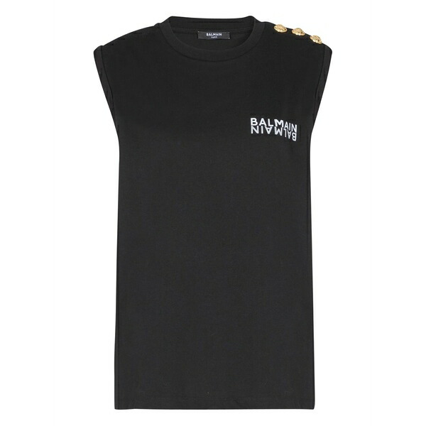 バルマン レディース カットソー トップス Button-detail tank top Black｜asty
