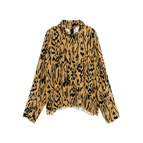 フォルテ フォルテ レディース Tシャツ トップス Mock-neck animal-print t-shirt Yellow|asty