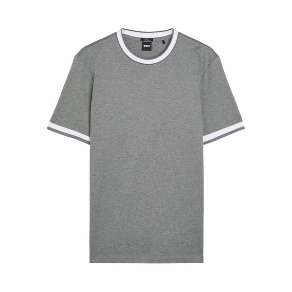 ボス メンズ Tシャツ トップス Contrast-trim t-shirt Grey|asty