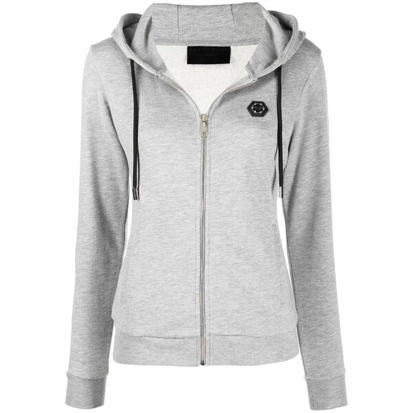 フィリップ飾り気のない レディース パーカー・スウェットシャツ アウター Logo-appliqu茫漏 zip-up hoodie Grey