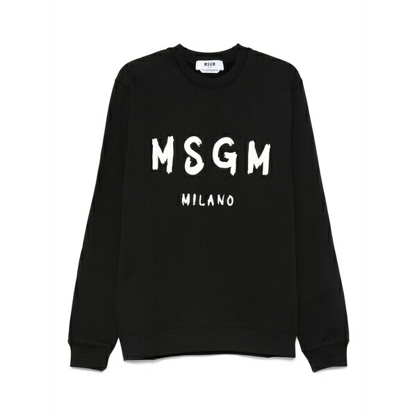 エムエスジイエム メンズ パーカー・スウェットシャツ アウター Logo-print cotton sweatshirt Black