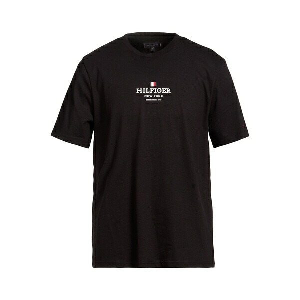 【貨物輸送無料】 トミー ヒルフィガー メンズ プルオーバー トップス T-shirts Black