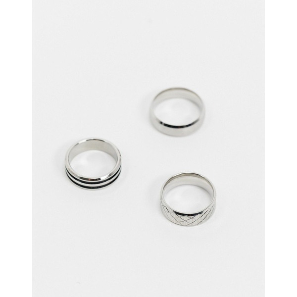 好評 SALE 95%OFF エイソス メンズ リング アクセサリー ASOS DESIGN 3-pack stainless steel slim band rings set in silver tone SILVER utile-arras.fr utile-arras.fr