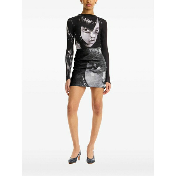 メイジー ワイレン レディース プルオーバー トップス Portrait-print top Black