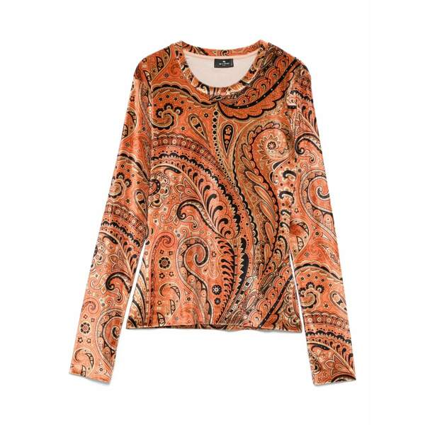 エトロ レディース プルオーバー トップス Paisley-print velvet top Neutrals