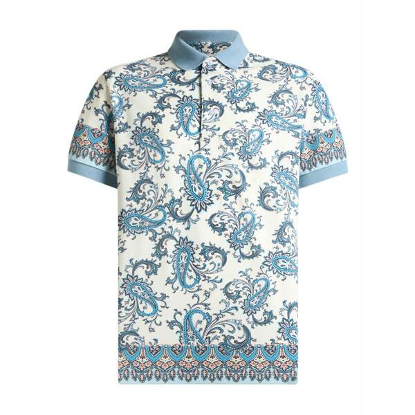 エトロ メンズ ポロシャツ トップス Placed-print cotton polo shirt Neutrals｜asty