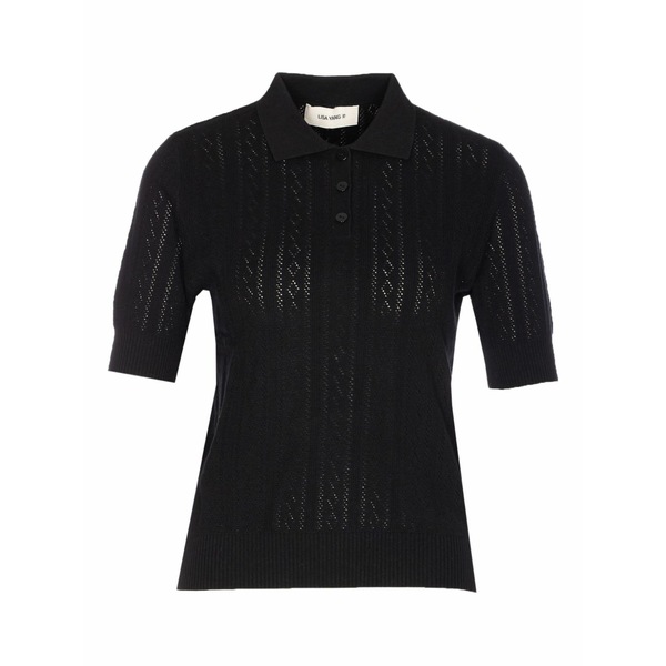 リサ・ヤン レディース スポーツシャツ トップス Button collar polo top Black