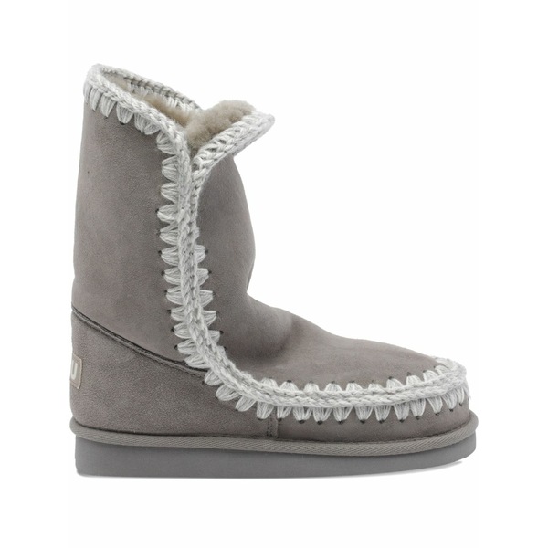 モウ レディース ブーツ シューズ Contrasting-stitch boots Grey