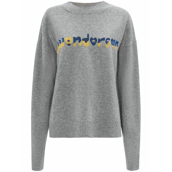 J.W.アンダーソン レディース ニット&セーター アウター Run hany logo-embellished jumper Grey｜asty