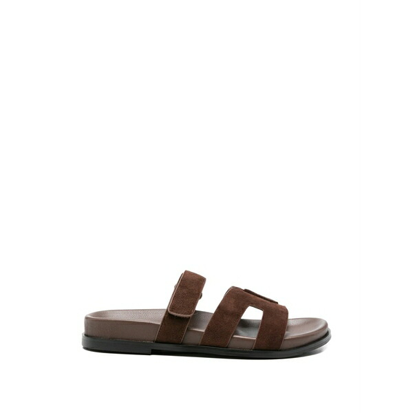 ビビロウ レディース サンダル シューズ Leather flat sandals Brown｜asty