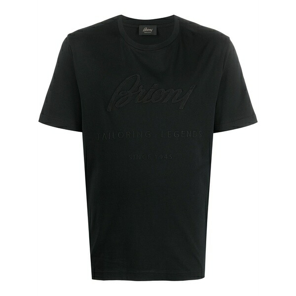 ブリオーニ メンズ Tシャツ トップス Logo-appliqu茫漏 cotton t-shirt Black|asty