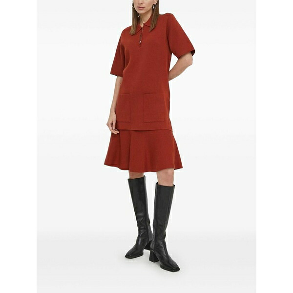 虎 オブ スウェーデン王国 レディース スポーツシャツ トップス Ariia zip-front polo top Orange