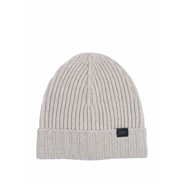 フェイ メンズ かぶり笠 付属品 Ribbed wool beanie Grey