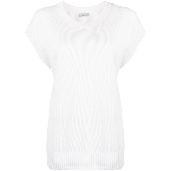 マロ レディース ニット&セーター アウター Ribbed-knit cashmere t-shirt White｜asty