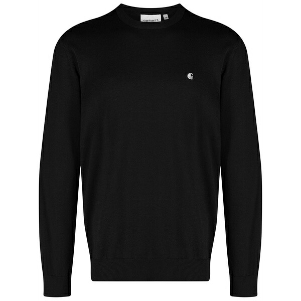 鉄道車両ハート形 メンズ 編み物\u0026プルオーバー アウター Logo-embroidered crew neck jumper Black