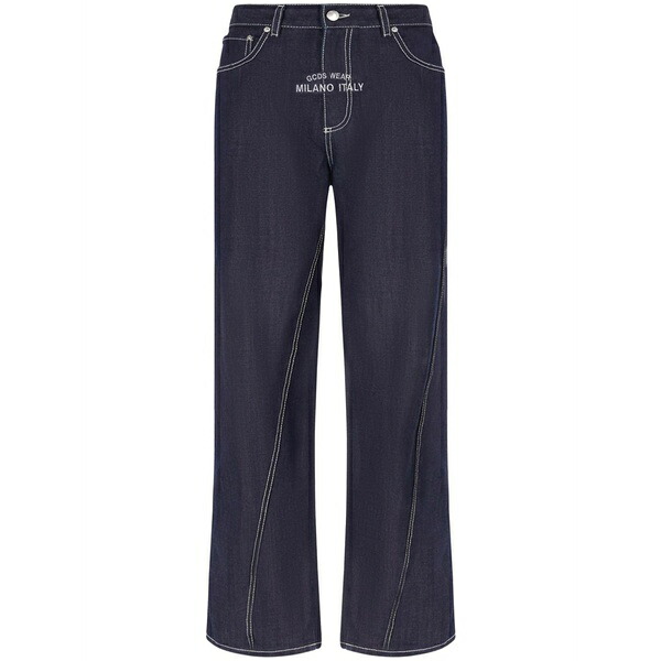 ジーシーディーエス メンズ デニムパンツ ボトムス Raw wide-leg jeans Blue｜asty