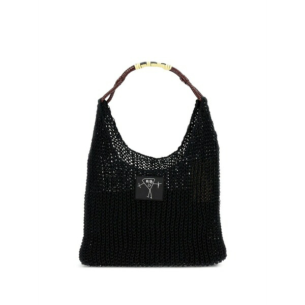 プランシー レディース ショルダーバッグ 御徒面子 Logo-patch shoulder bag Black