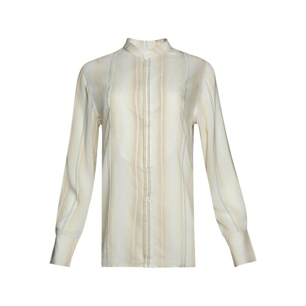 ヴィクトリア ベッカム レディース シャツ トップス Stripe long-sleeve shirt Neutrals｜asty