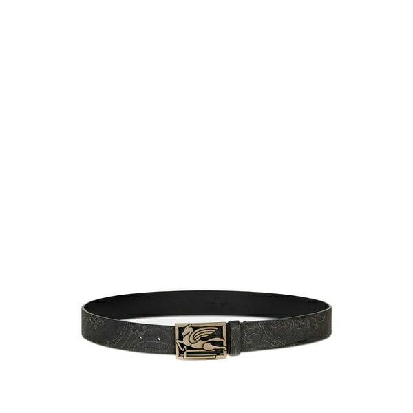 エトロ メンズ ベルト アクセサリー Pegaso leather belt Black｜asty