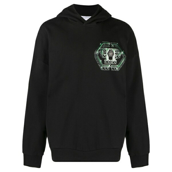 フィリッププレイン メンズ パーカー・スウェットシャツ アウター Godzilla monsters-print hoodie Black｜asty