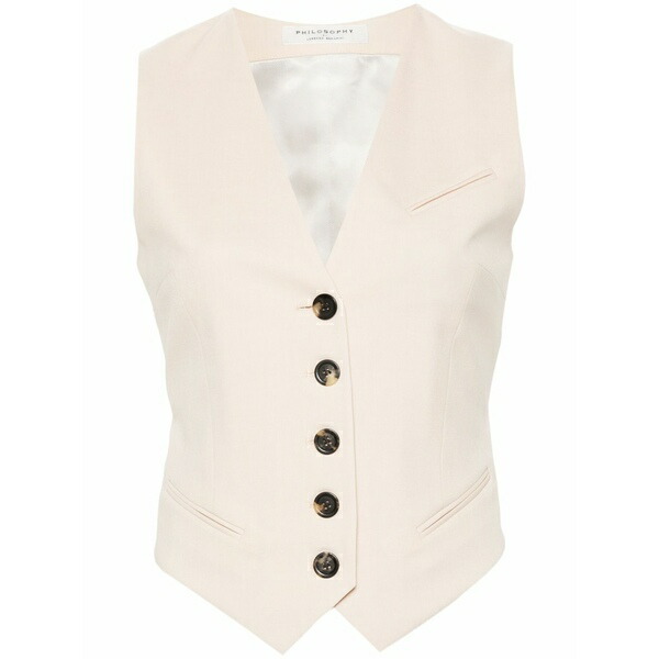 フィロソフィーデロレンゾセラフィーニ レディース ジャケット&ブルゾン アウター V-neck strap-detail waistcoat Neutrals|asty