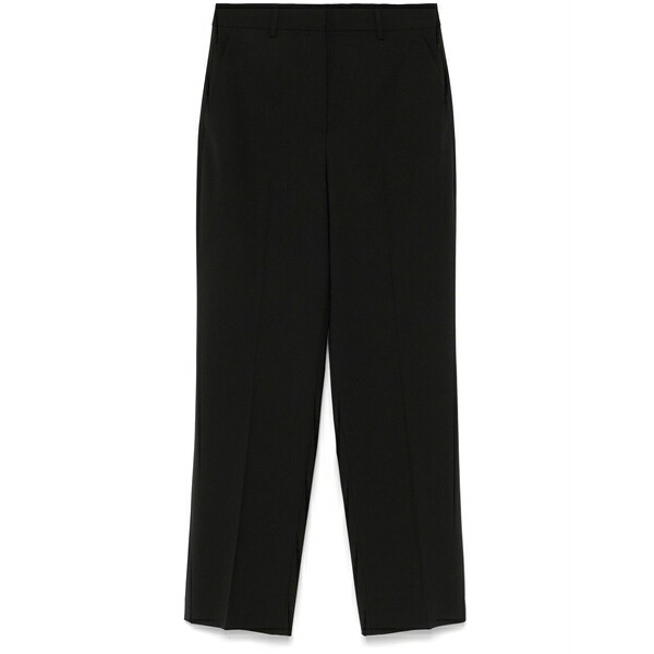 セオリー レディース カジュアルパンツ ボトムス High-waisted straight-leg trousers Black｜asty