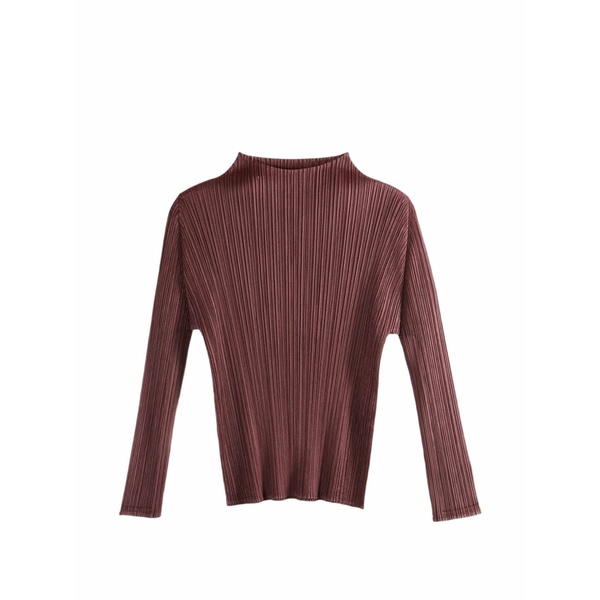 筋目 プリーズ イッセイ ミヤケ レディース プルオーバー トップス Pleated long-sleeve top Red