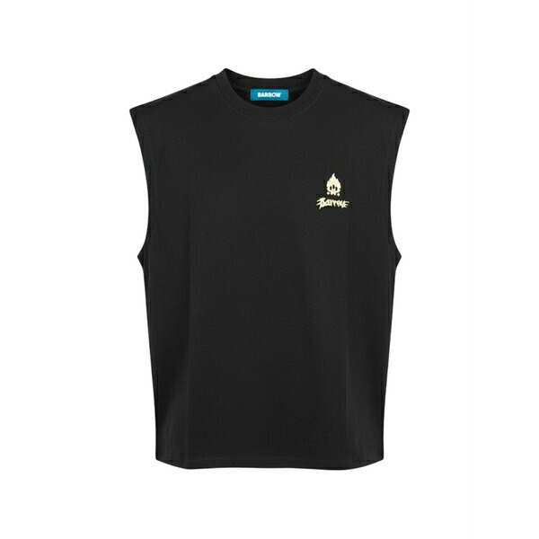バロウ メンズ Tシャツ トップス Graphic sleeveless t-shirt Black|asty