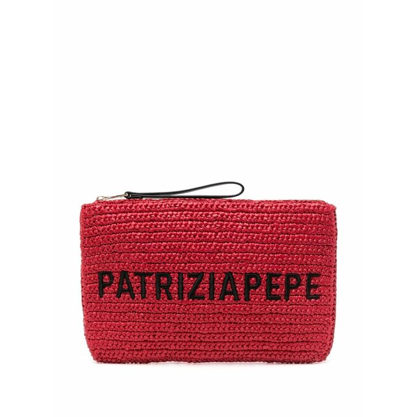 パトリツィア ペペ レディース クラッチペダル御徒面子 御徒面子 Logo-embroidered clutch bag  Red
