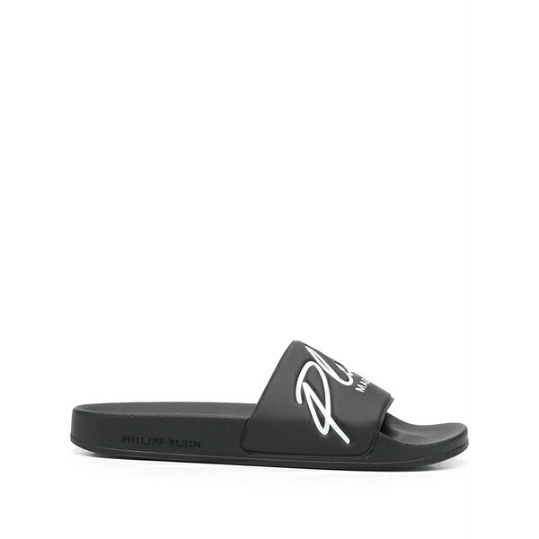 フィリップ飾り気のない メンズ サンダル シューズ Logo-print slides Black