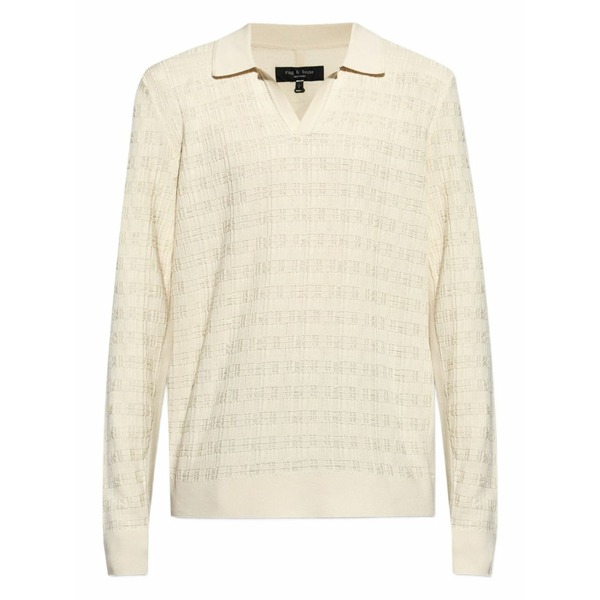 ラグアンドボーン メンズ プルオーバー トップス Textured polo-neck t-shirt Neutrals
