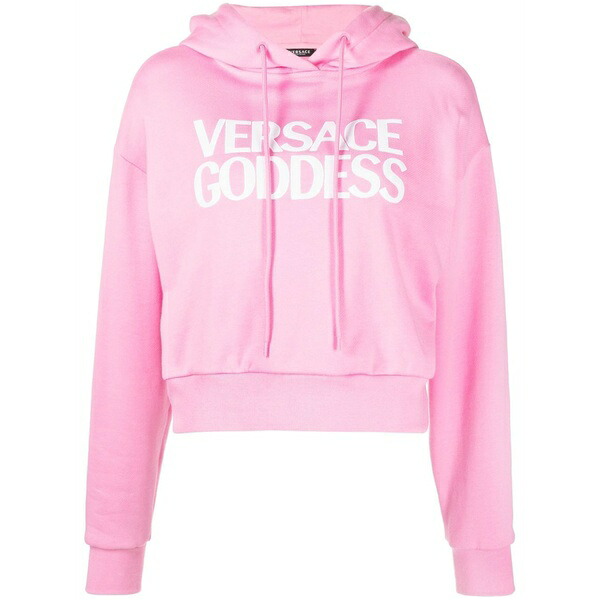 ヴェルサーチ レディース パーカー・スウェットシャツ アウター Versace goddess logo hoodie Pink