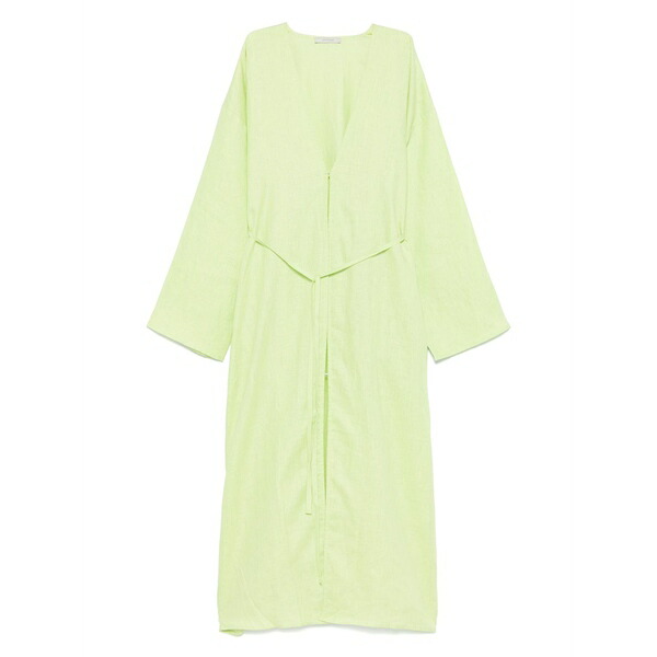 アッセーノ レディース 厚地の外套 アウター Linen coat Green