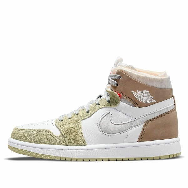Air Jordan ジョーダン レディース スニーカー White/Grey Heather/Olive Aura/Khaki 【(WMNS) Air Jordan 1 High Zoom Comfort 'Olive Aura' CT0979-102】 サイズ US_W_10.5｜asty