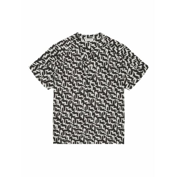 マルコポーロ レディース シャツ トップス Abstract-print short-sleeve blouse Black｜asty