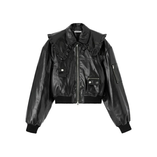 ガニー レディース 上衣＆上衣 アウター Ruffled-collar jacket Black