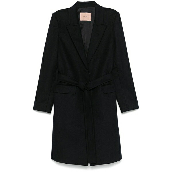ツイン仕掛ける レディース 厚地の外套 アウター Logo-plaque coat Blue