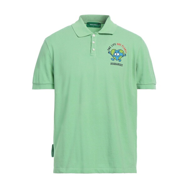 【送料無料】 ディースクエアード メンズ Tシャツ トップス Polo shirts Green|asty