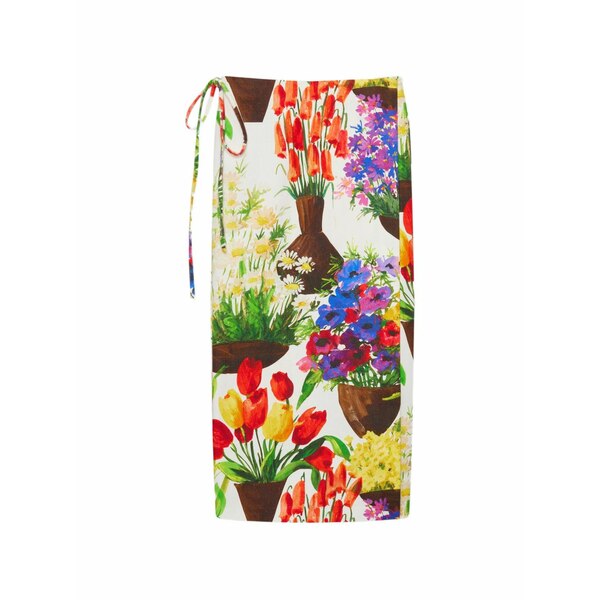 エムエスジイエム レディース スカート ボトムス Floral-print midi skirt White|asty