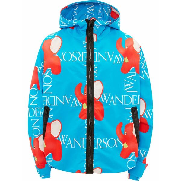 J.W.アンダーソン メンズ ジャケット＆ブルゾン アウター Logo-print hooded jacket Blue｜asty