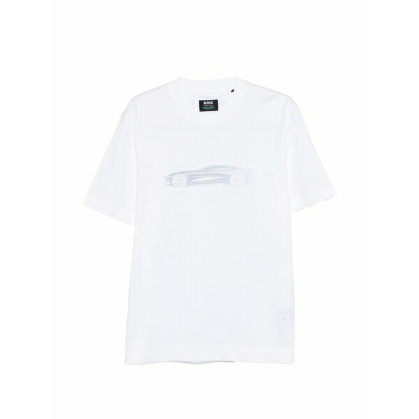 ボス メンズ Tシャツ トップス Car-print t-shirt White