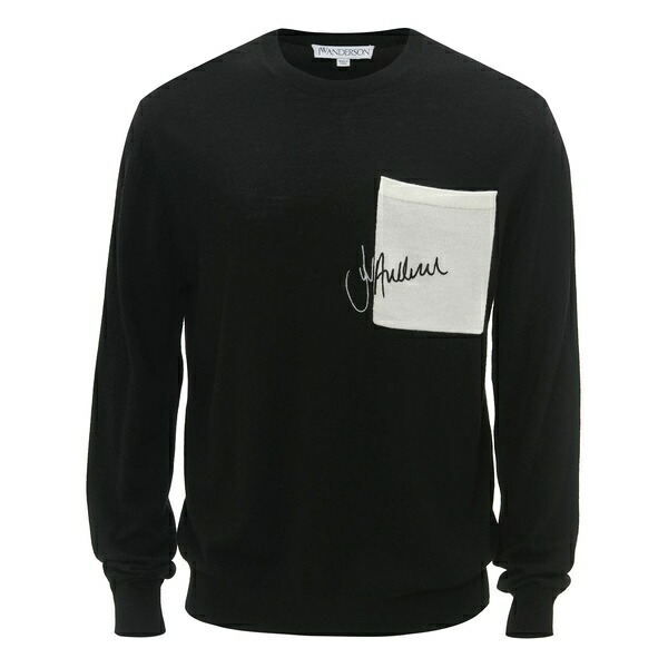 J.W.アンダーソン メンズ ニット&セーター アウター Logo-embroidered crew-neck jumper Black｜asty