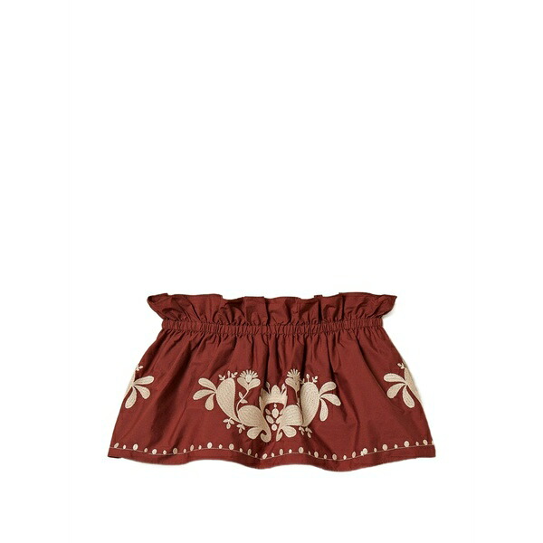ツインセット レディース シャツ トップス Off-shoulder embroidered blouse Red|asty