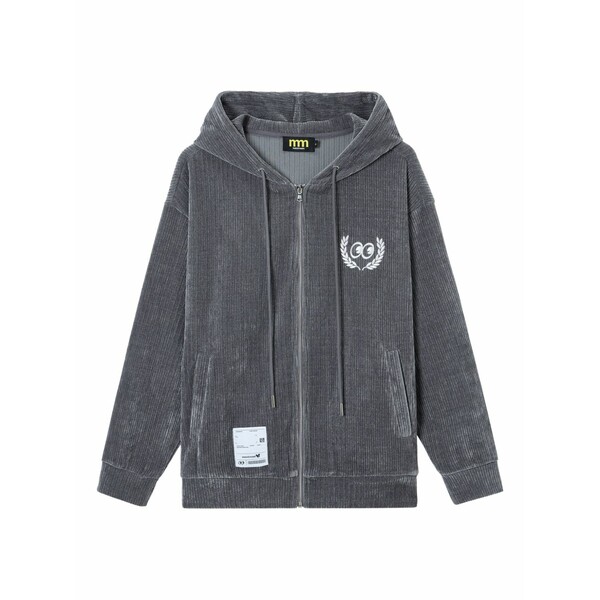 ミニ皮膚軟化剤 レディース パーカー・スウェットシャツ アウター Corduroy-texture zip-up hoodie Grey