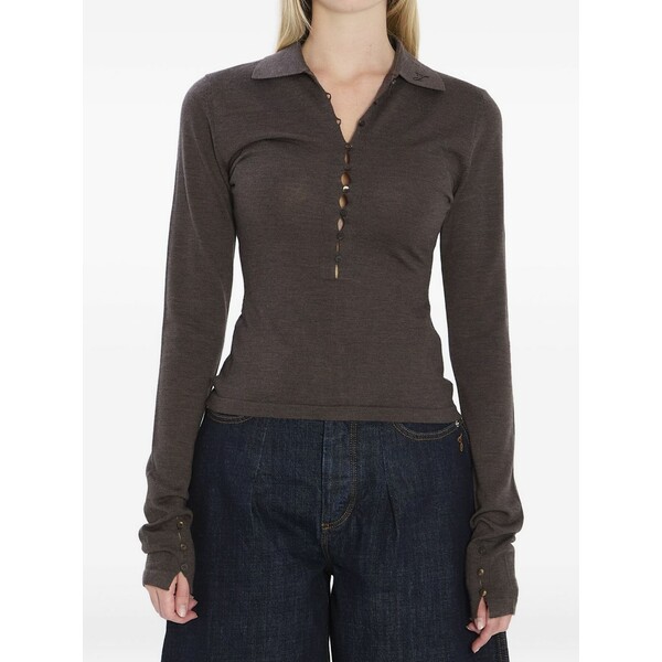 ジャクエムス レディース ニット&セーター アウター Polo-collar buttoned top Brown｜asty 76,340円