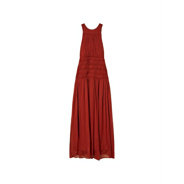 ツインセット レディース ワンピース トップス Pleated long dress Brown｜asty