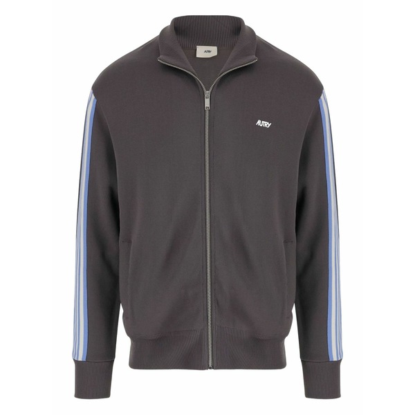 オートリー メンズ 上衣＆上衣 アウター Stripe-detail zip-up sweater Grey メンズファッション-コート・ジャケット