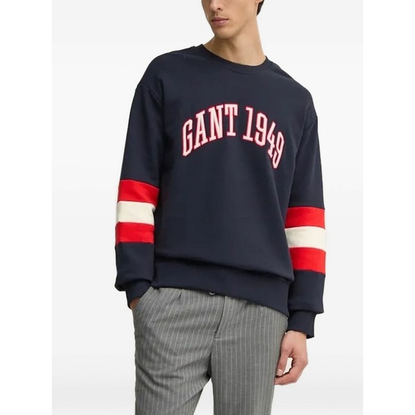 ガント メンズ パーカー・スウェットシャツ アウター logo-embroidered sweatshirt Blue｜asty