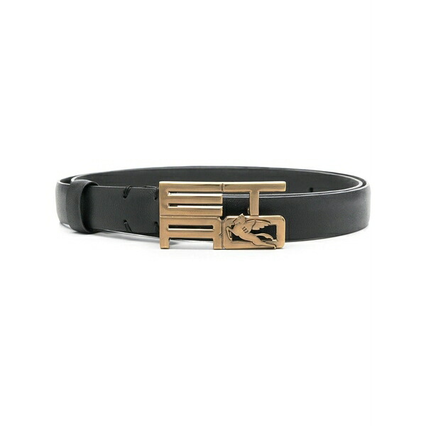 エトロ レディース 胴締め 佩び物 Logo-buckle leather belt Black