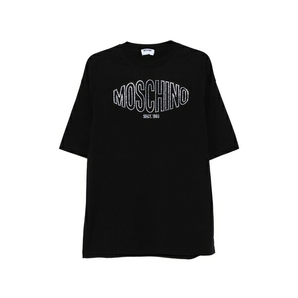 モスキーノ レディース ティーシャツ トップス Logo-detail t-shirt Black Tシャツ・カットソー-レディースファッション